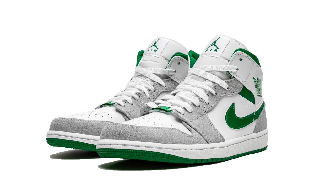 Air Jordan 1 Mid White Pure Platinum Pine Green