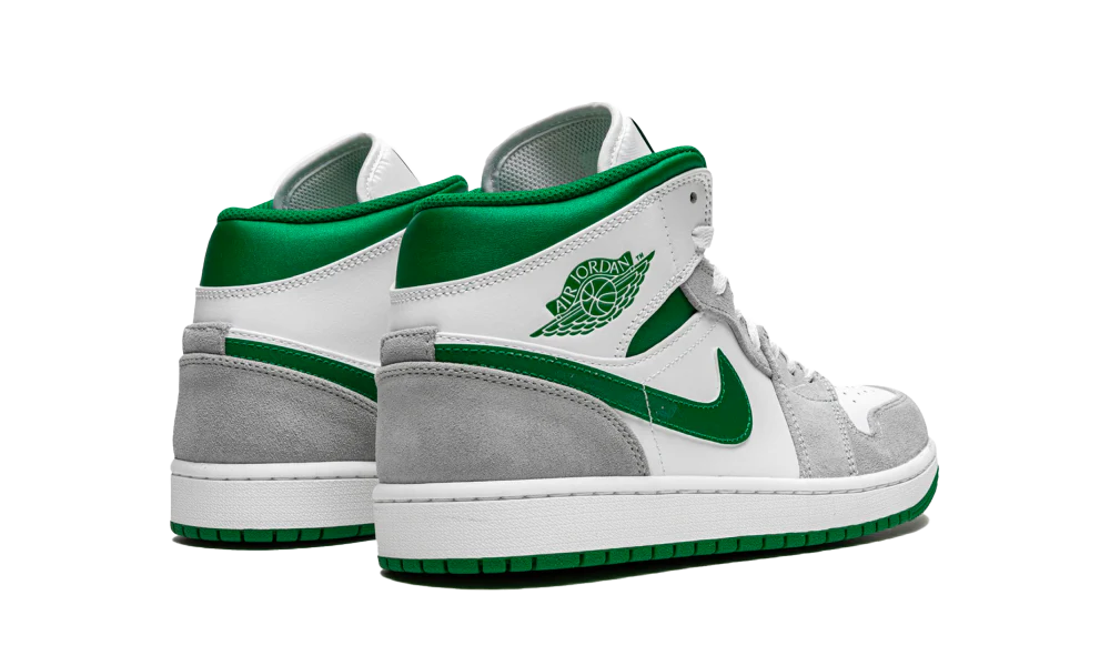 Air Jordan 1 Mid White Pure Platinum Pine Green