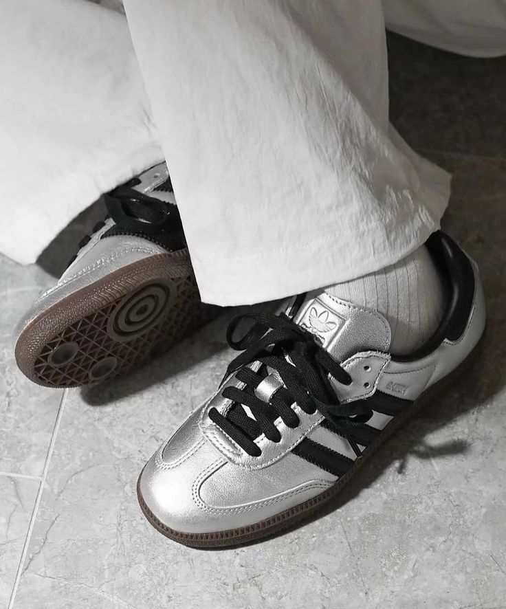 adidas Samba OG Silver Metallic Black Gum (Women's)
