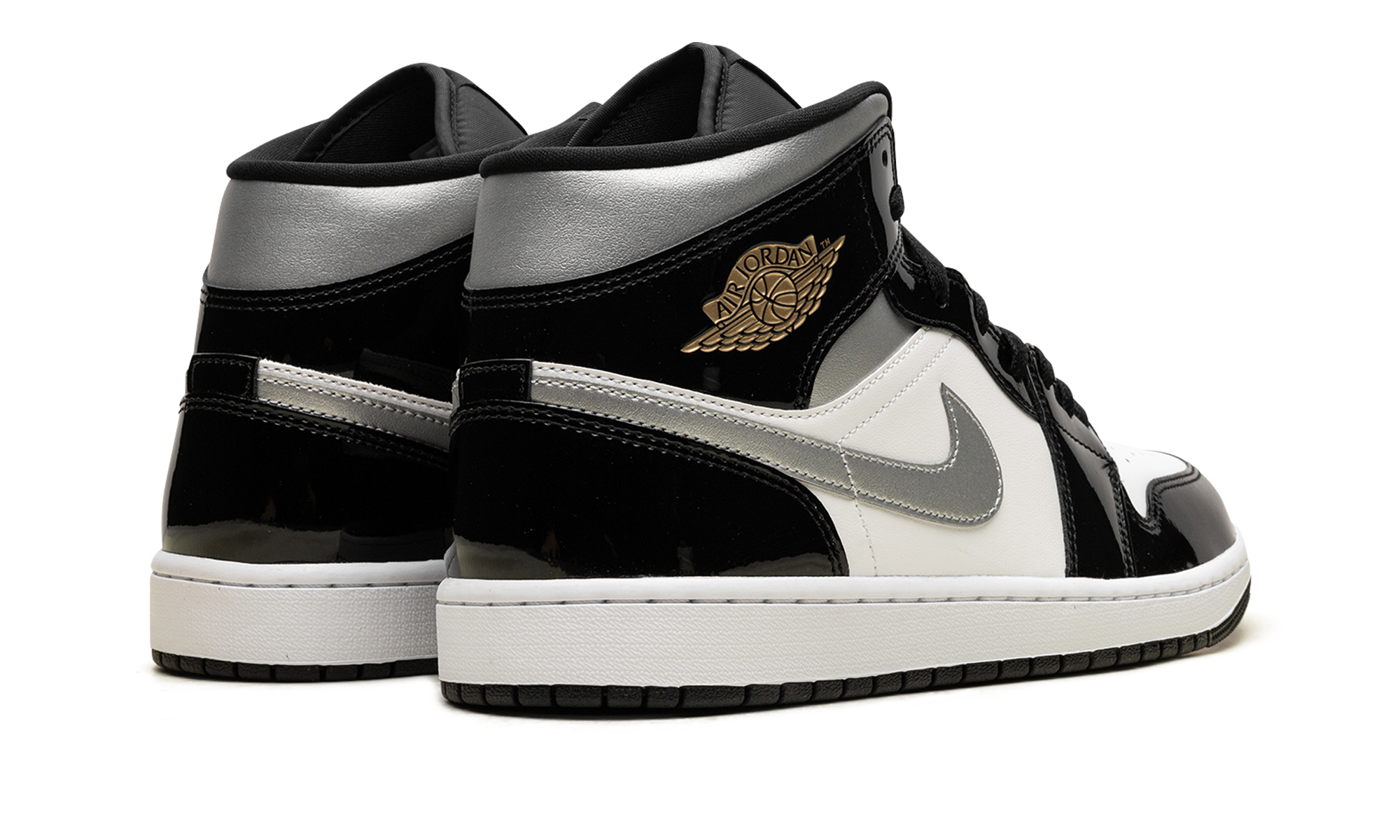 Air Jordan 1 Mid SE Patent Black White Metallic Silver Metallic Gold - resellguru.app