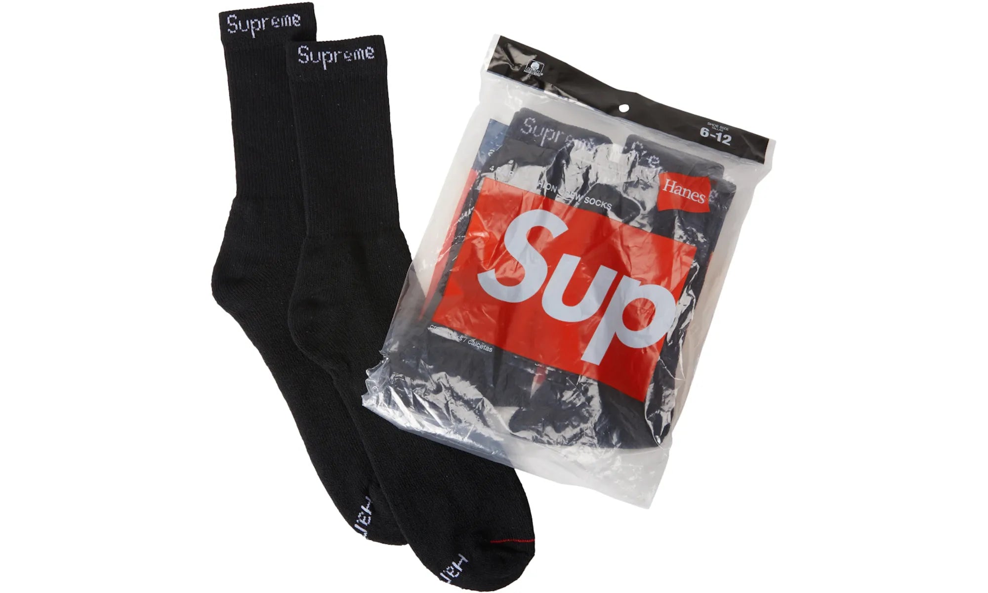 Supreme Hanes Socks (4 Pack) Black - resellguru.app