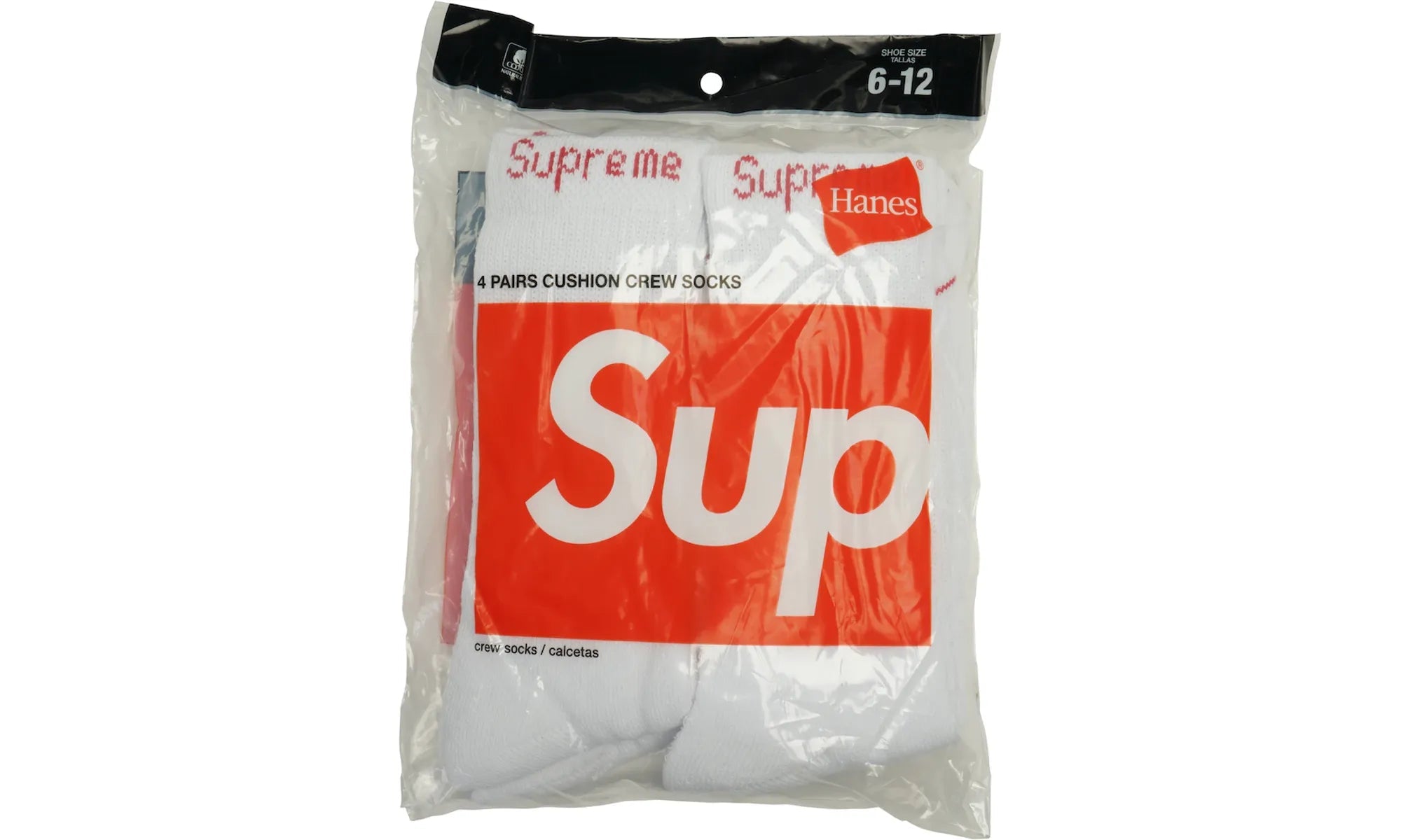 Supreme Hanes Crew Socks (4 Pack) White - resellguru.app