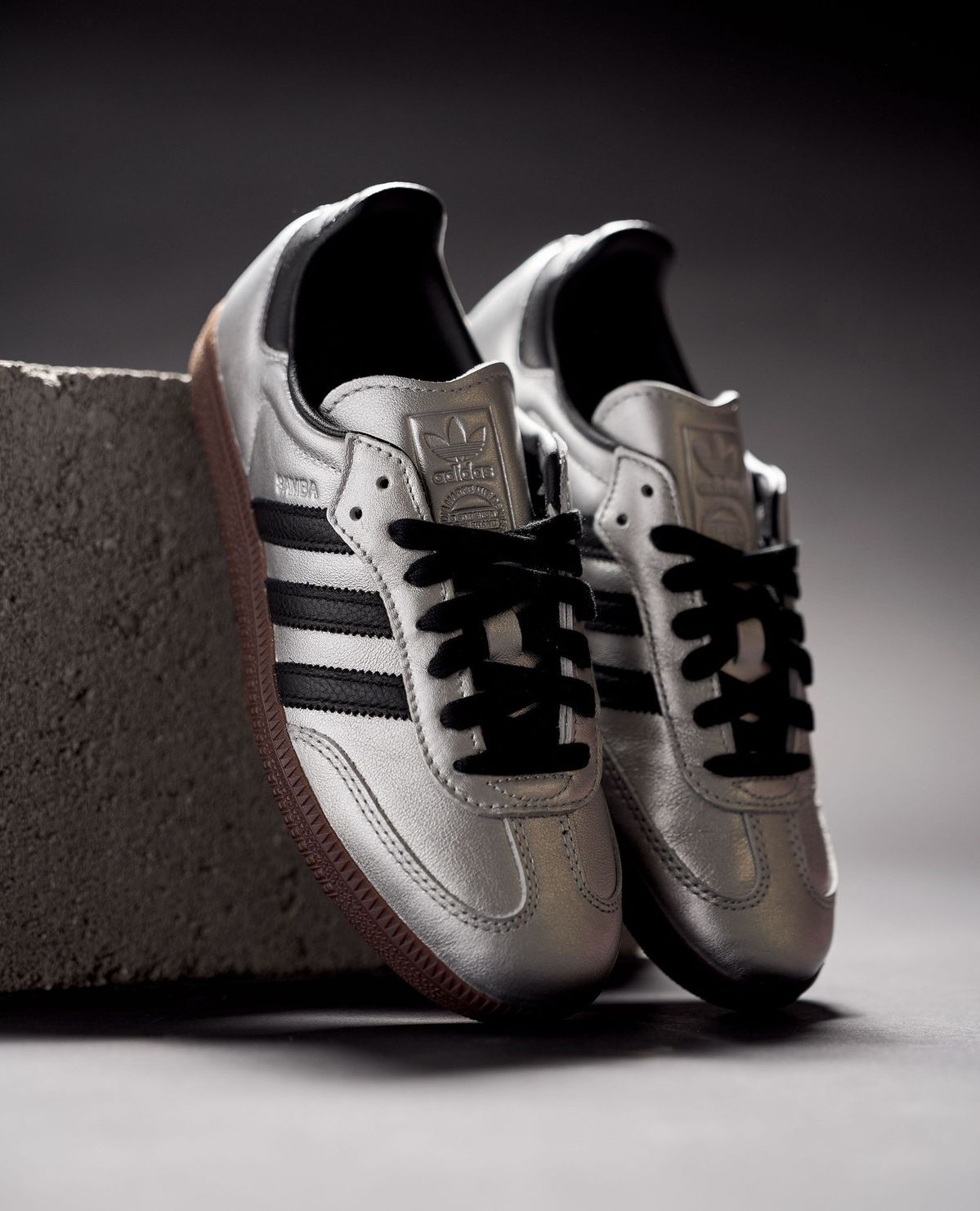 adidas Samba OG Silver Metallic Black Gum (Women's)