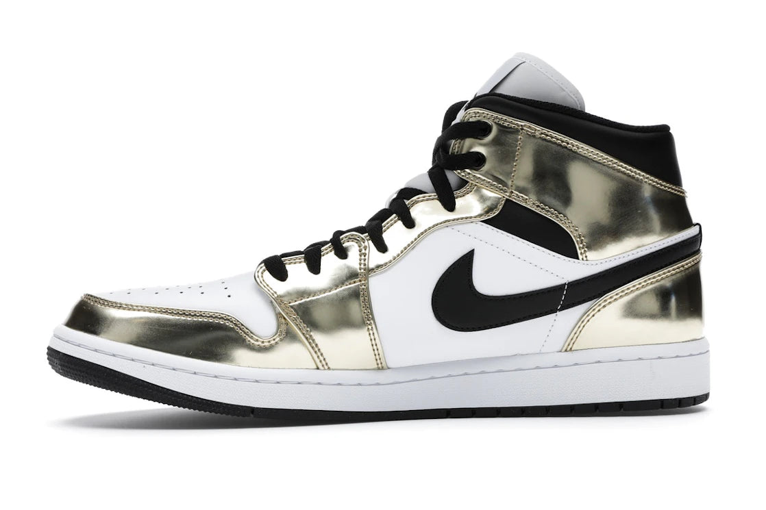 Air Jordan 1 Mid Metallic Gold Black White